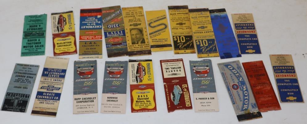 Group of 20 Chevrolet Advertising Match Books: Average Size is 1.5" x 2 each