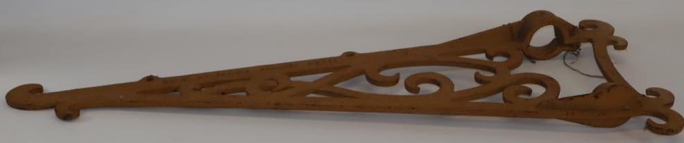 Ornate Cast Iron Sign Holder From Titus Foundry Cold Water MI: 48" x 19" x 4.5"