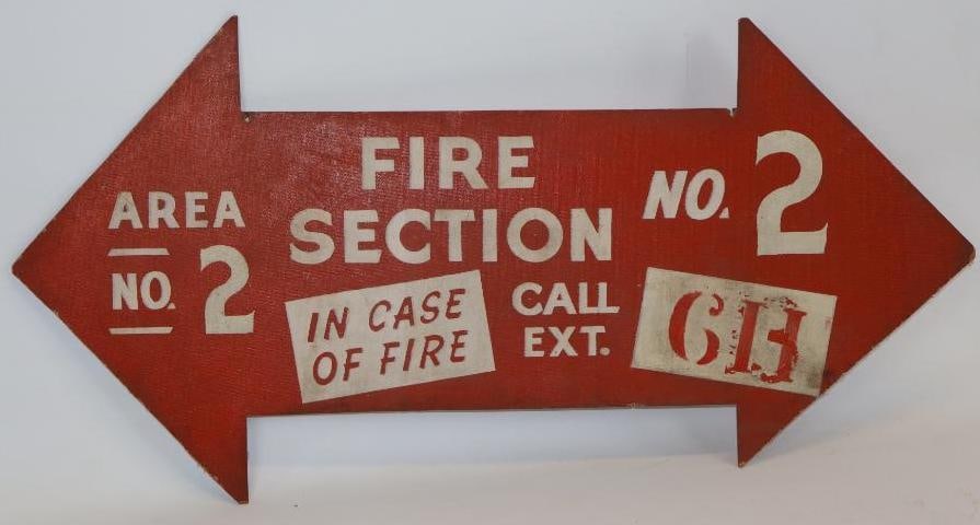 Double Sided Masonite Fire Section Area #2 Directional Sign: 39" x 19.5"