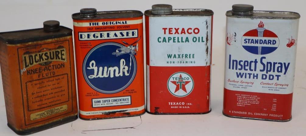 Group of 4 Rectangle Quart Oil Cans (1 of 2)