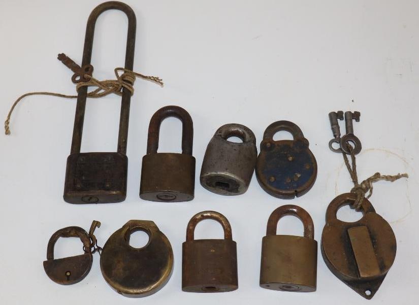 Group of 8 Early Brass and Other Locks (1 of 6)