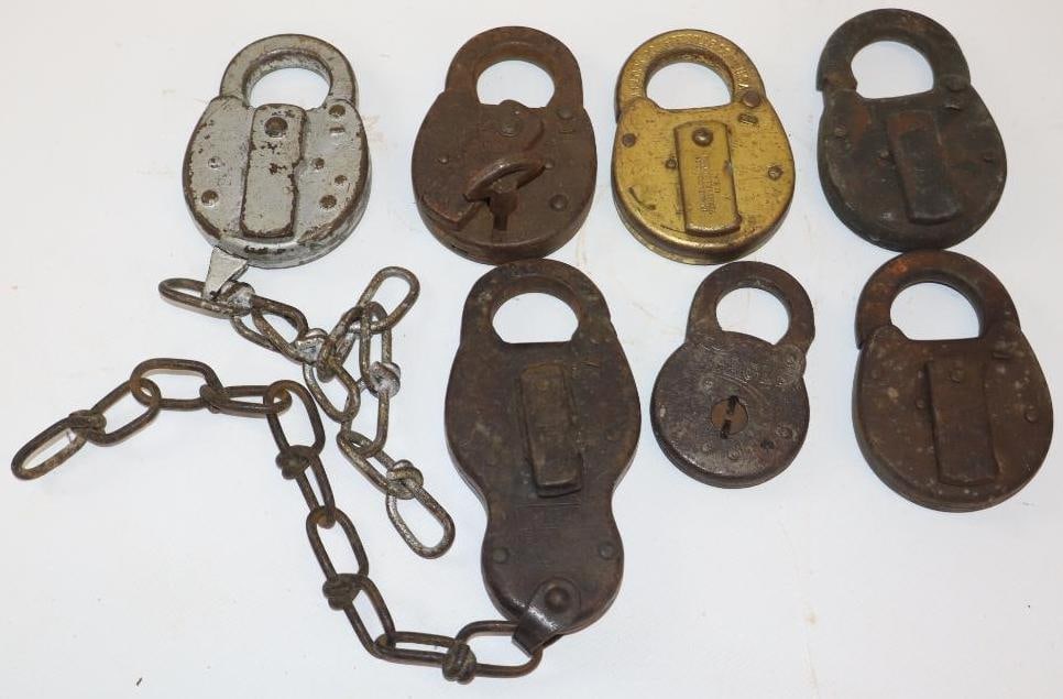Group of 7 Railroad Switch Locks (1 of 7)