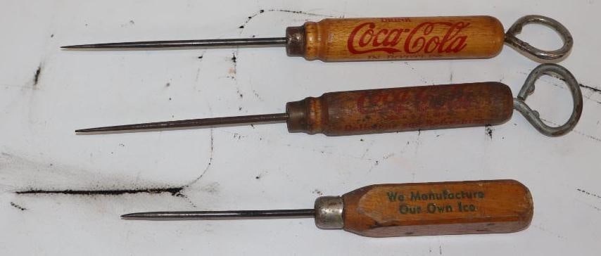 Group of 3 Coca-Cola and Walter Ice Co Advertising Ice-Pick (1 of 4)