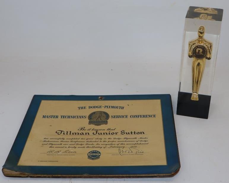 Group of 2 1950 Dodge and 20 Year Safe Driving Award and Plaque (1 of 4)