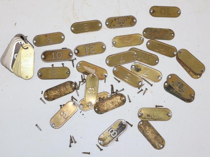 Large Group of Metal Number and Letter ID Tags for Chairs and Lockers: 1.25" x 0.5" is the largest