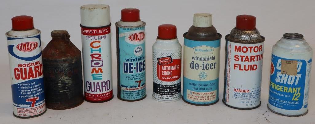 Group of 8 Automotive Related Cone Top Cans (1 of 5)