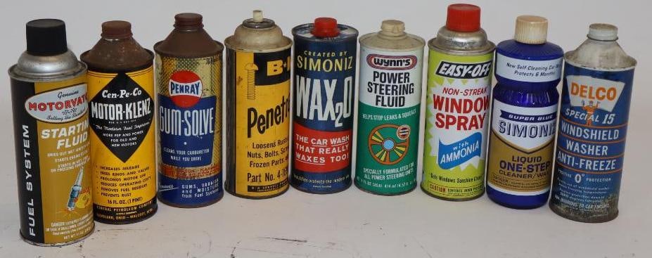 Group of 9 Cone Top and Spray Automotive Car Care Product Cans and Bottle (1 of 5)