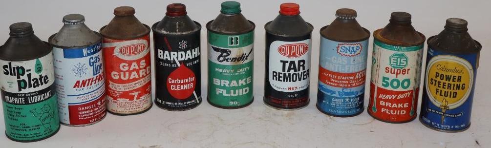 Group of 9 Cone Top Shaped Car Care Product Cans (1 of 5)