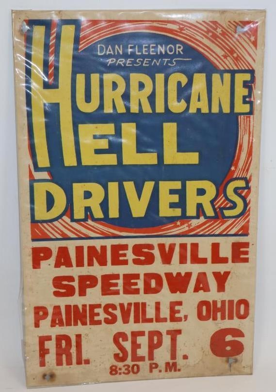 Hurricane Hell Drivers Painesville Speedway Advertising Racing Sign (1 of 4)