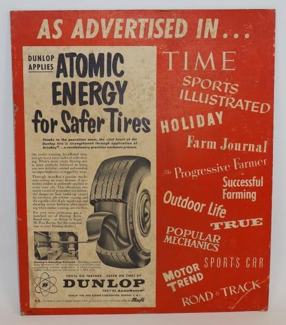 Dunlop Tires Atomic Energy Cardboard Advertising Display Sign (1 of 2)