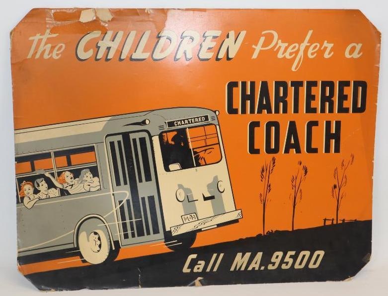 Chartered Coach Graphic Cardboard Display Sign: 27" x 21"