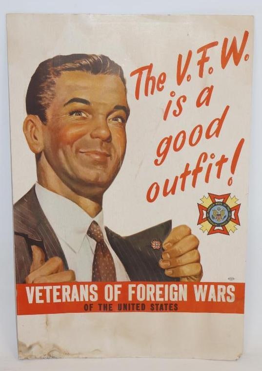 VFW "Is a Good Outfit" Cardboard Easelback Display Sign: 12" x 18"