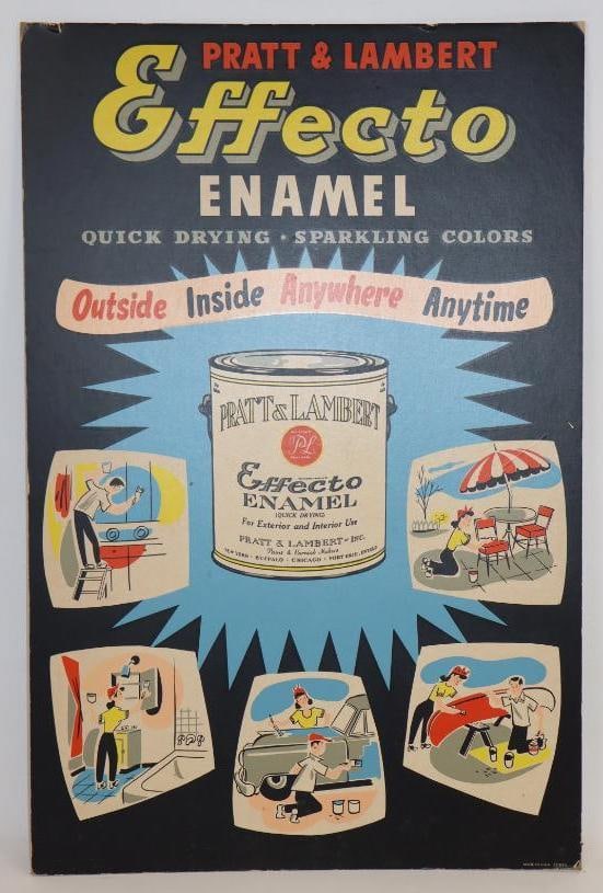 Pratt & Lambert Paint Effecto Enamel Easel Back Cardboard Display Sign: 19" x 29"