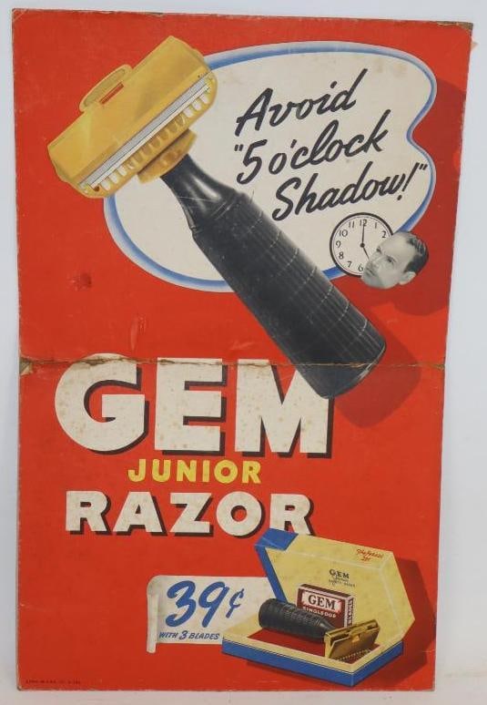 Gem Junior Razor Cardboard Adverting Sign: 14" x 22"