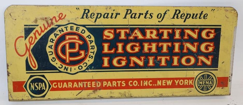 Guaranteed Parts Company Starting Lighting Ignition Metal Advertising Rack Sign (1 of 4)