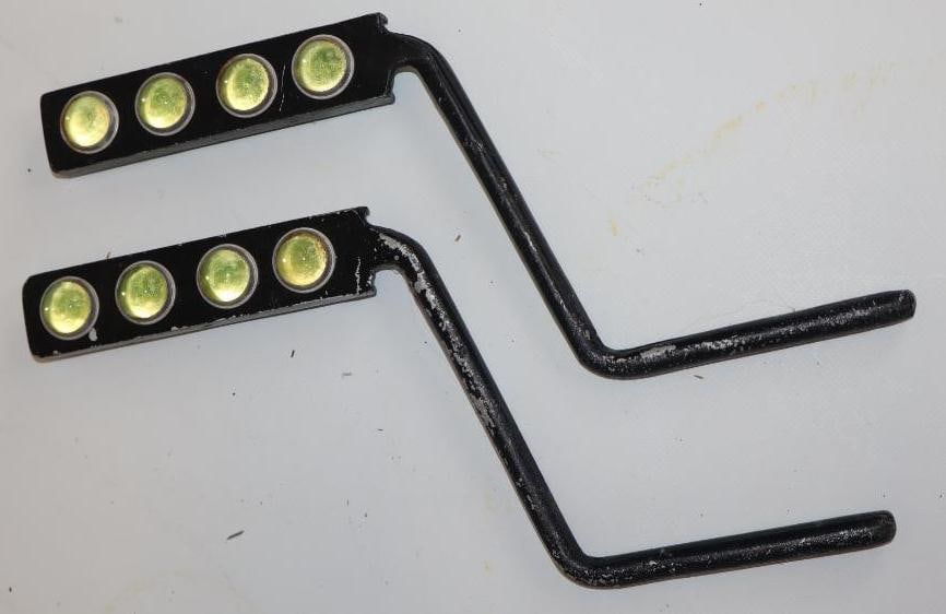 Pair of Automobile Uranium Glass Cats Eye Reflectors: 11" x 1" x 1" each