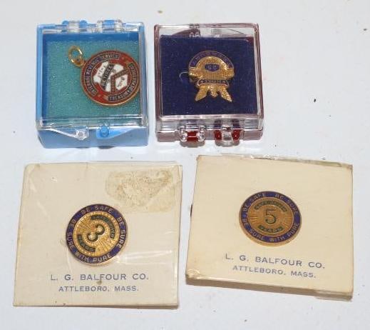 Group of 4 Treasury, Pure Oil Co, and IRS Pins and Charm: Largest is 0.75" x 0.75"