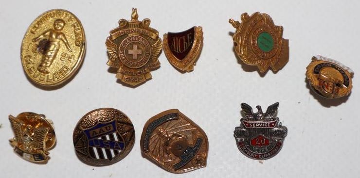 Group of Advertising Pins AAU Basketball, Treasury Department: 0.75" x 1" is the largest