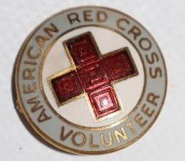 American Red Cross Volunteer Pin Back Cloisonne Badge: 1" x 1"