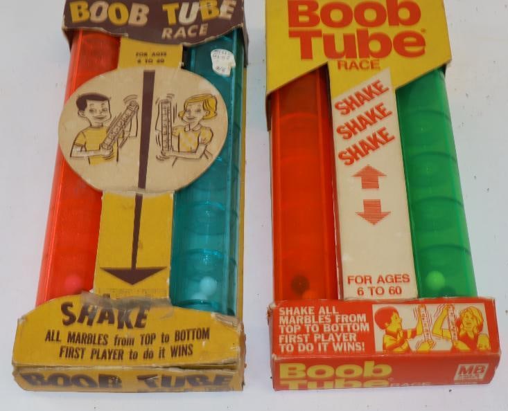 Group of 2 Boob Tube Race Games in Original Boxes: 13" x 6" x 2" each