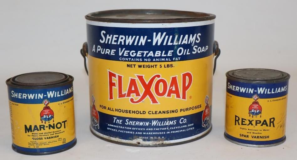 Group of 3 Metal Sherwin Williams Paint and Oil Soap Cans (1 of 2)