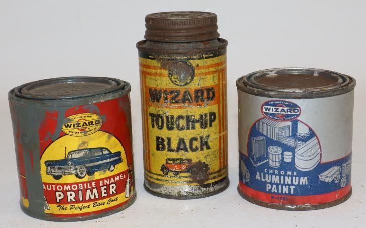 Group of 3 Automotive Wizard Touchup Paint Cans: largest 8oz