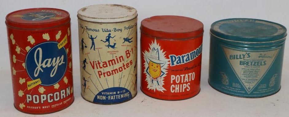 Group of 4 Vita-Boy, Jays, Paramount and Billy's Chips, Pretzels, and Popcorn Tins (1 of 5)