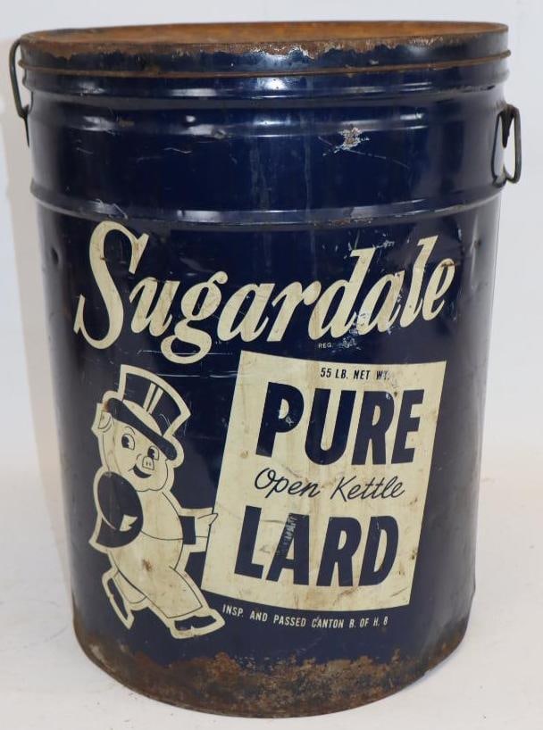 Sugardale Pure Lard 55lb Advertising Can: 12" x 12" x 16.5"