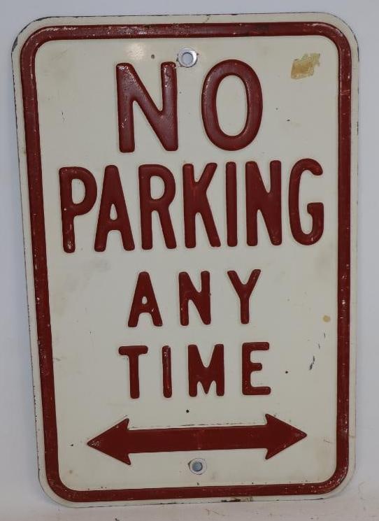 Stamped Steel No Parking Anytime Road Sign (1 of 2)