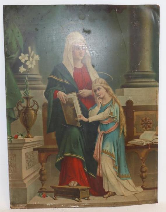 Tin Litho Picture of Saint Anne Religious Artwork: 17.5" x 23.5"