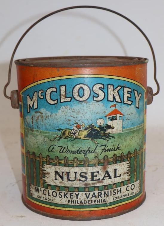 McCloskey Tin Litho Early Varnish Paint Can: 5.5" x 5.5" x 6"