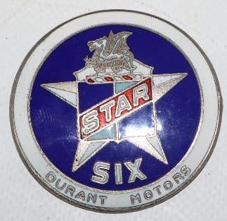 1926-1927 Durant Star Six Cloisonne Radiator Emblem: 2x2