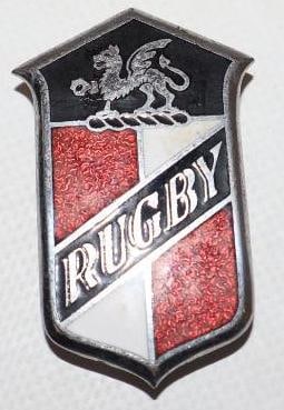 1930-1932 Rugby Motor Car CO. Cloisonne Radiator Emblem: 1.25x2
