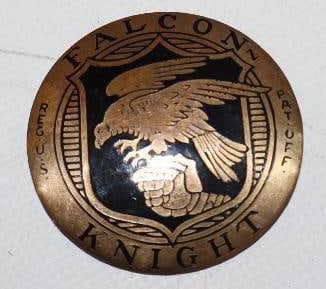 1927-1929 Falcon Knight Cloisonne Radiator Emblem: 2x2