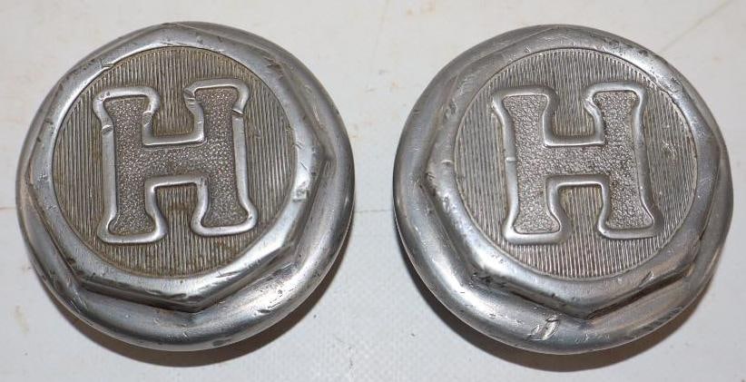 Group of 2 Hupmobile Threaded Automobile Hub Caps (1 of 2)