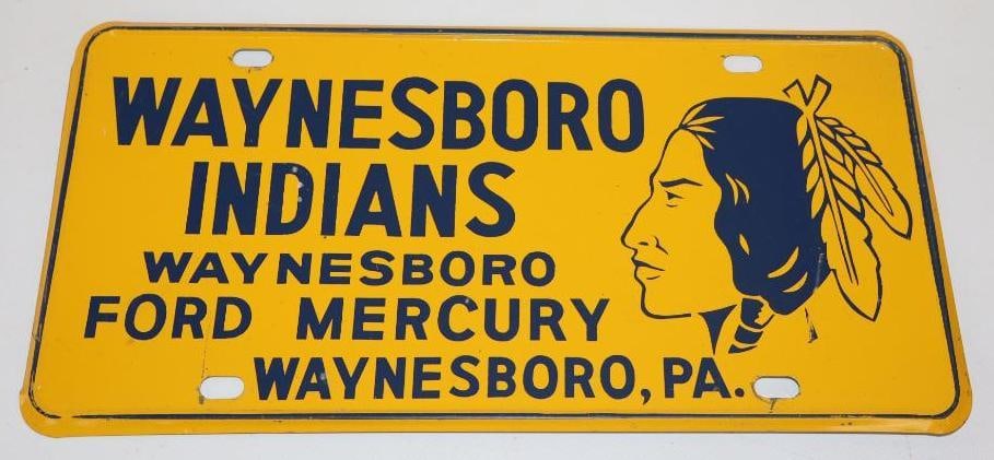 Waynesboro Indians Ford Mercury Booster License Plates: 12x6