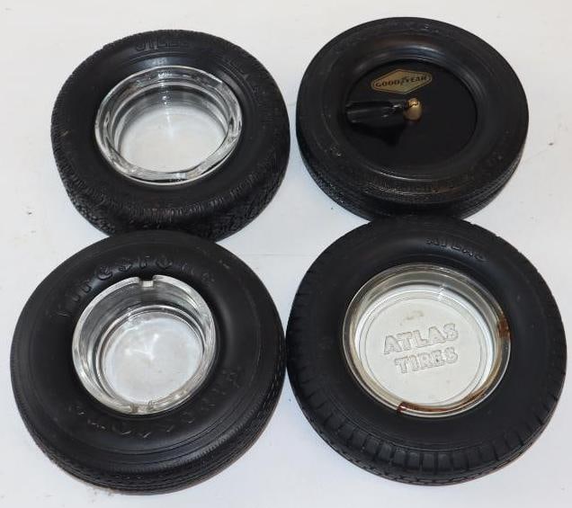 Group of 4 Goodyear, Atlas, Firestone, & Season Master Advertising Tire Ashtrays (1 of 5)
