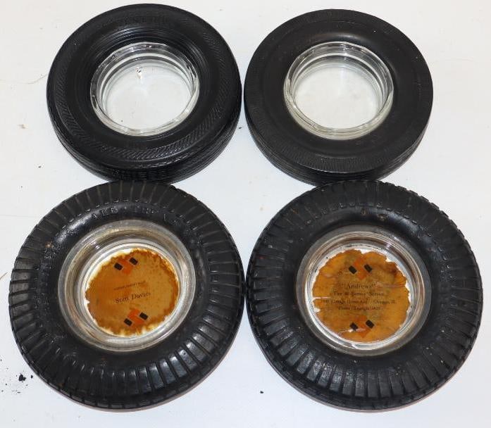 Group of 4 Seiberling, General, & Mohawk Advertising Tire Ashtrays (1 of 6)