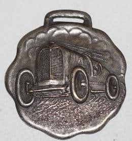 Embossed Early Racecar Watch Fob: 1.5x1.75