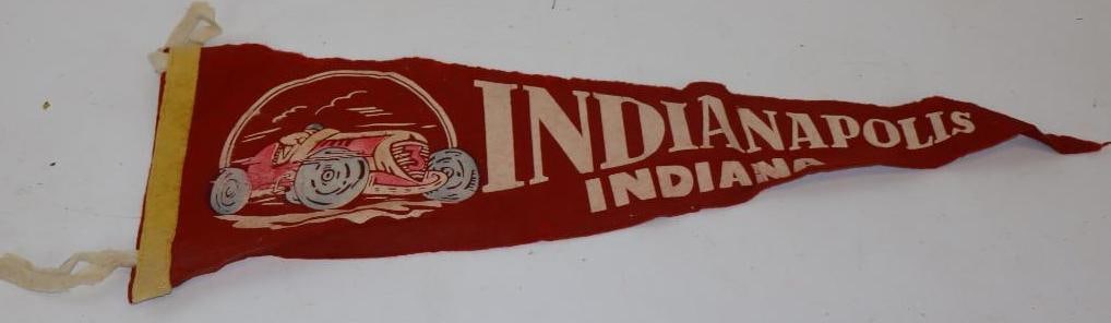 Indianapolis Indiana Felt Pennant With Early Race Car (1 of 2)