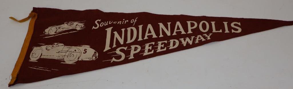 Indianapolis Speedway Souvenir Felt Pennant With Early Race Cars (1 of 2)