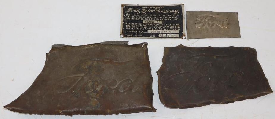 Group of 4 Ford Scripted Emblems and Serial Number Data Plate (1 of 5)