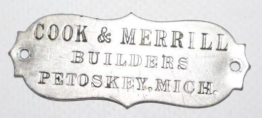 Cook & Merrill Builders Carriage Name Plate Tag: 2.25" x 1"