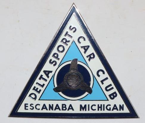 Delta Sports Car Club Escanaba Michigan Radiator Badge: 4" x 4" x 1"