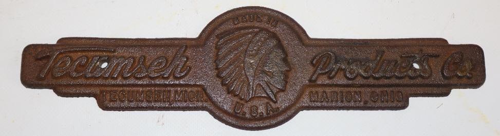 Cast Iron Tecumseh Products Co. Name Plate Emblem (1 of 2)