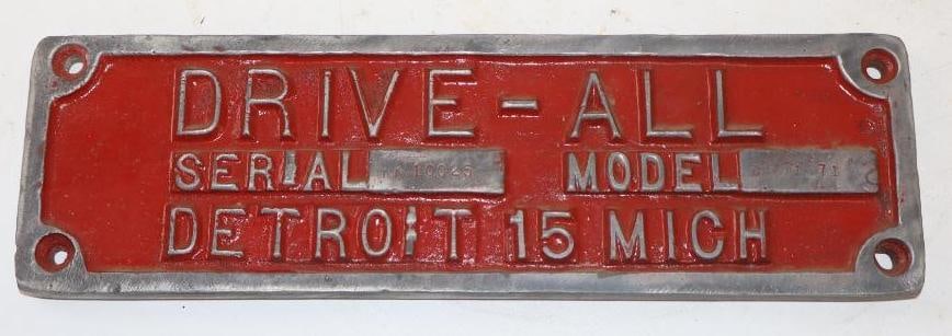 Drive-All Cast Aluminum Transmission Serial Data Plate (1 of 2)