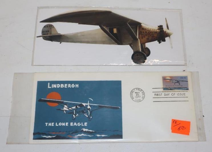Group of 2 Lindburgh 'The Lone Eagle' First Day Issued Stamp & Spirit of St. Louis Plane Souvenir (1 of 4)