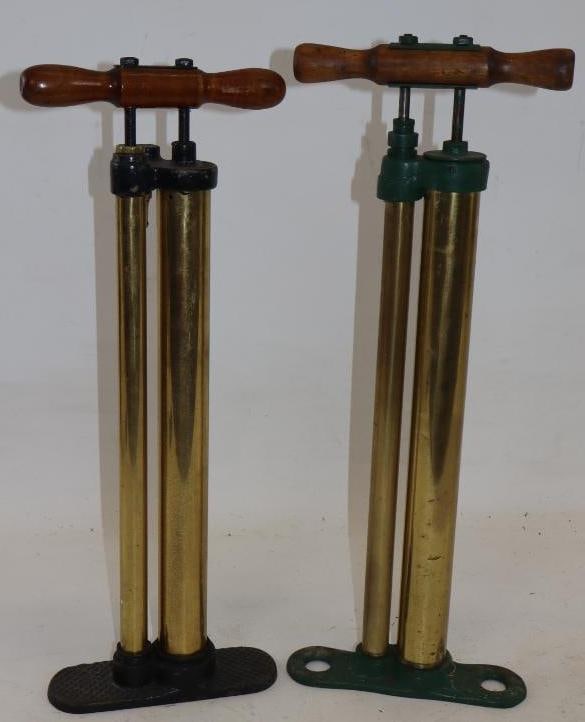 Group of 2 Double Brass Cylinder Bridgeport Tire Pumps (1 of 5)