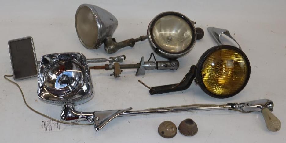 Group of 5 Vintage Automobile Spotlights, Foglight, & Mirror (1 of 14)