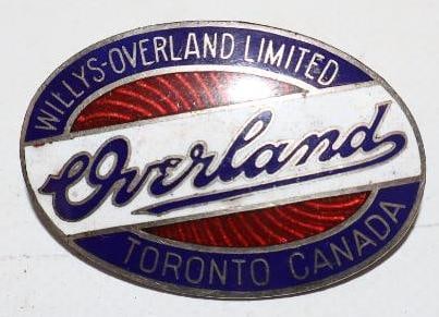 1919-1926 Willys-Canada Cloisonne Radiator Emblem: 2x1.25